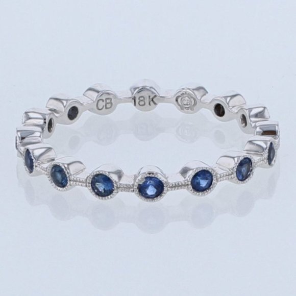 NEW Carl Blackburn 18K White Gold Stackable Sapphire Eternity Anniversary Ring - Picture 1 of 2